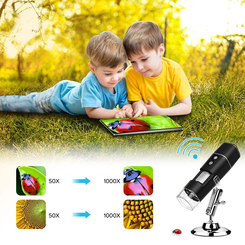 Microscopio digital inalámbrico 1080p HD 2mp 8 LED USB micro