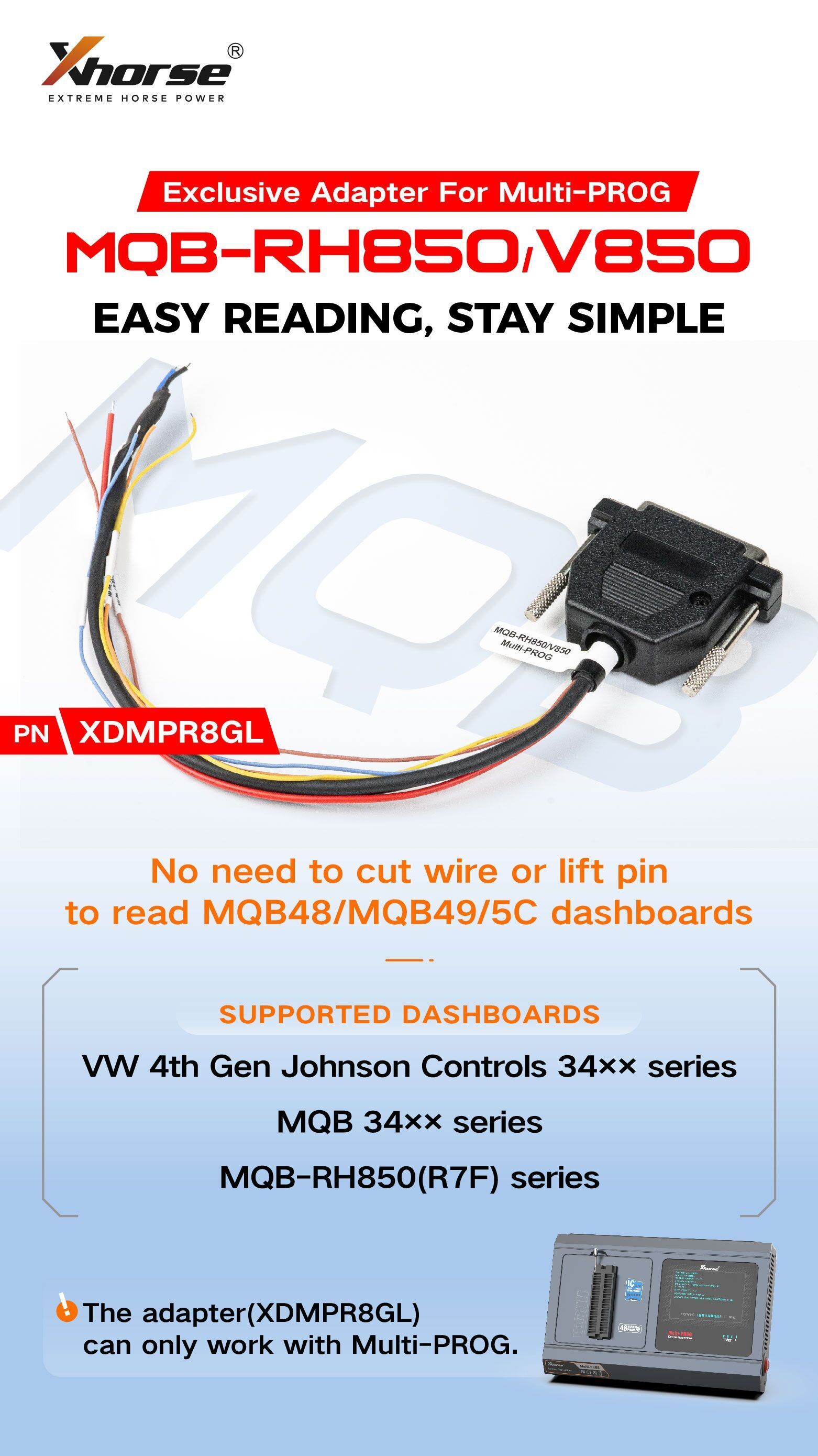 Xhorse XDMPR8GL MQB-RH850/V850 Adapter for Xhorse MULTI-PROG Pro-level Programmer