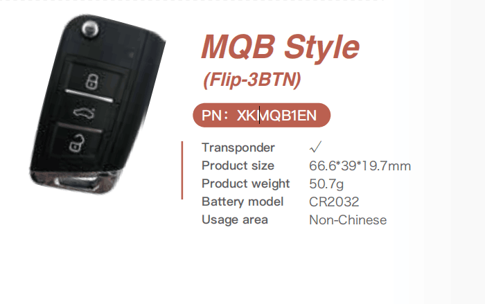 Xhorse VW MQB xkmqb1en Voltea la clave del transceptor 3 botón