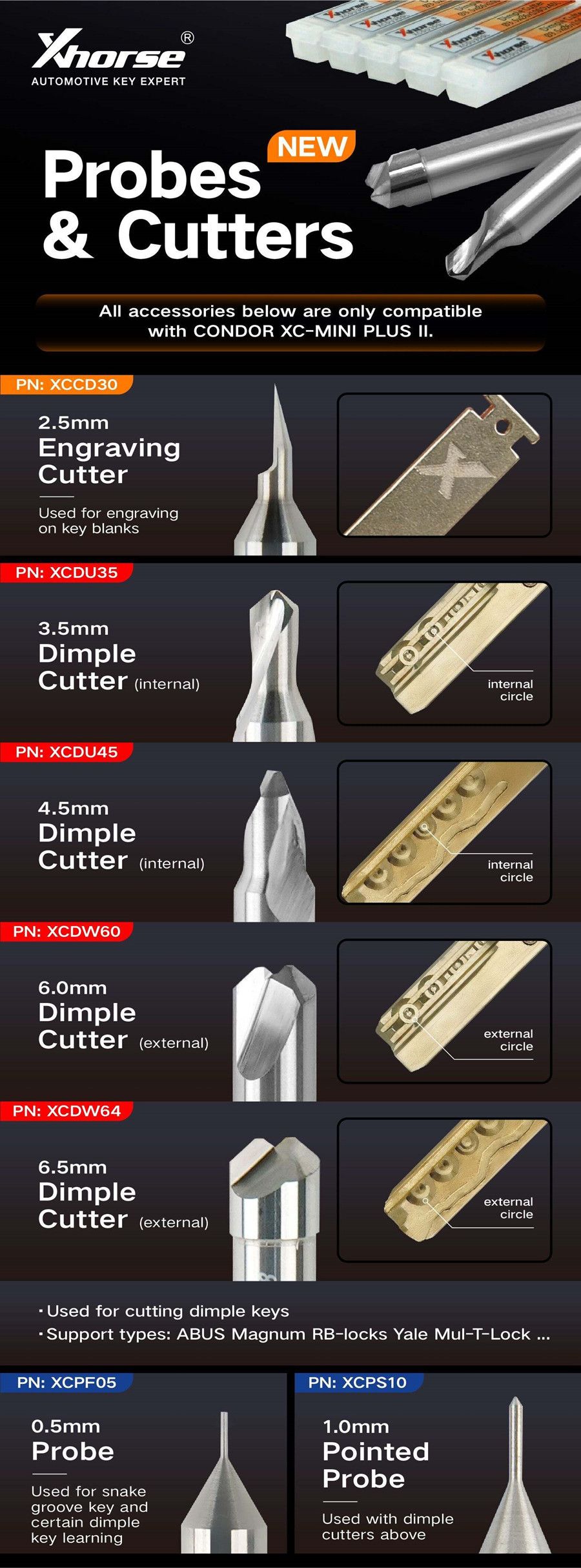 Xhorse XCDU45GL 4.5mm Dimple Cutter 