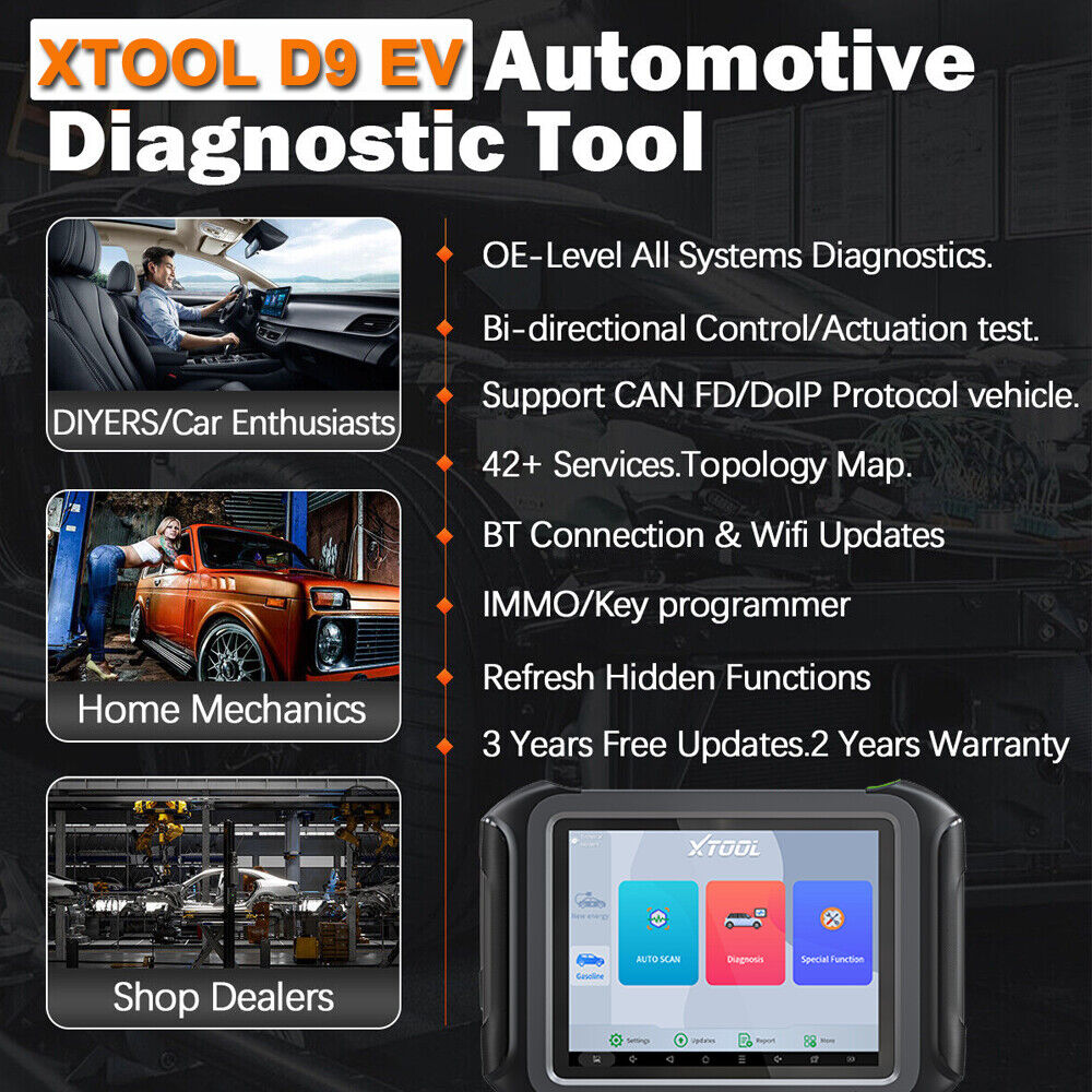 Herramienta de diagnóstico automotriz xtool d9ev