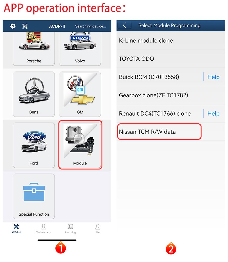 YANHUA ACDP Module 43: Nissan 07A Gearbox Read/Write Data