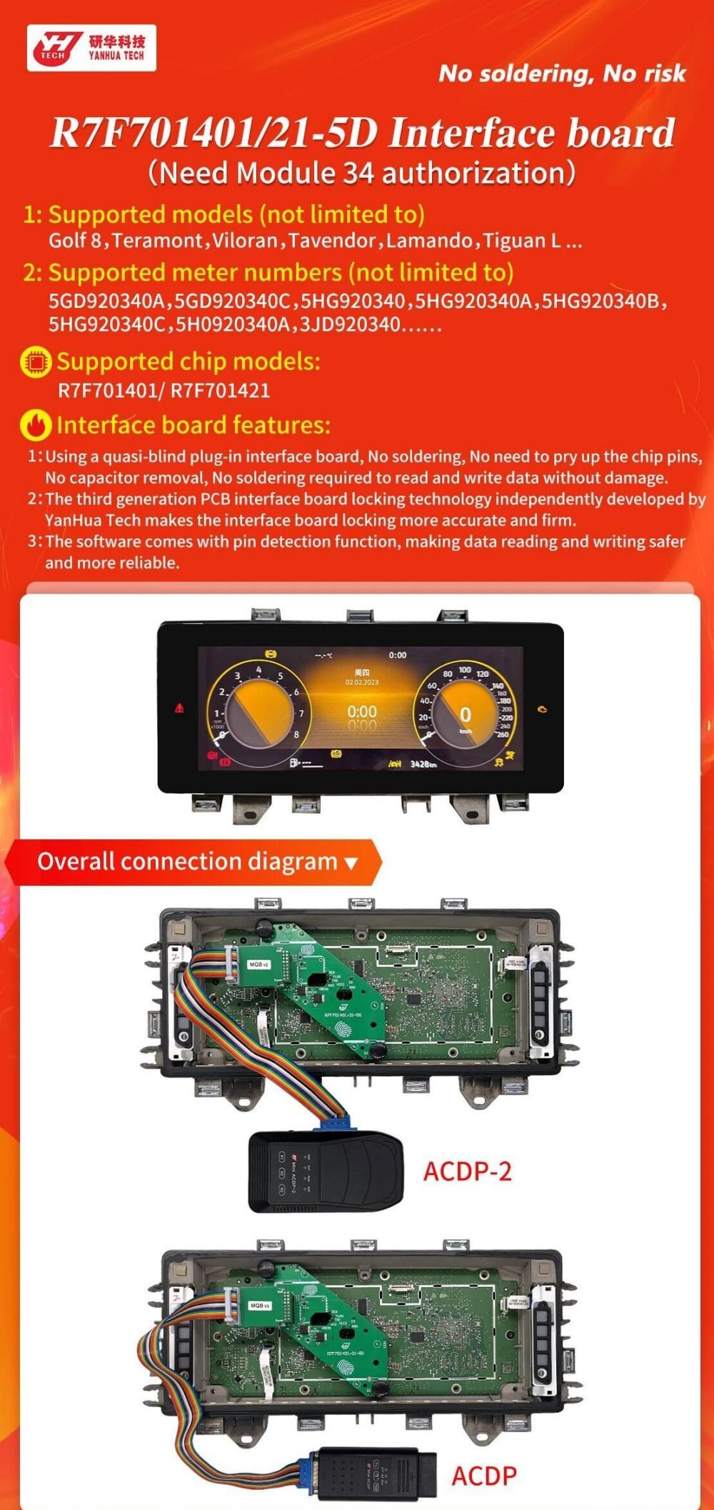 Yanhua ACDP R7F701401/21-5D Interface Board for VW MQB 5D Work With Module 34