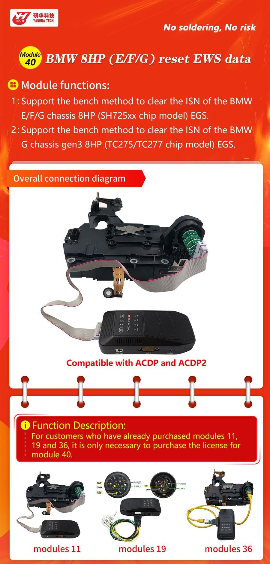 Yanhua Mini ACDP ACDP-2 Module 40 for BMW 8HP(E/F/G) Reset EWS Data With License